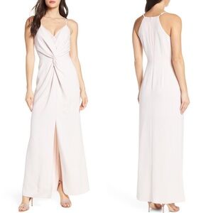 NEW HARLYN Anthropologie PALE PINK Twist Detail SLEEVELESS Evening Dress GOWN S